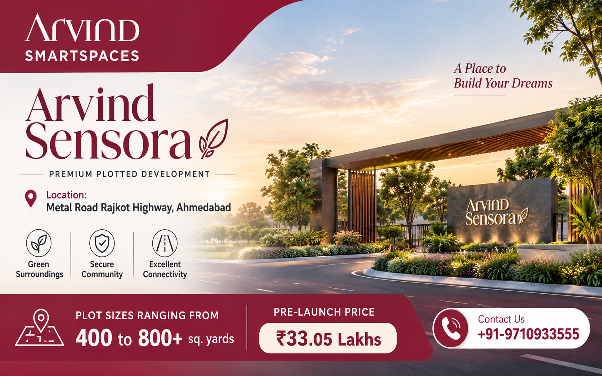 Arvind Sensora residential plots on Metal Road, Ahmedabad